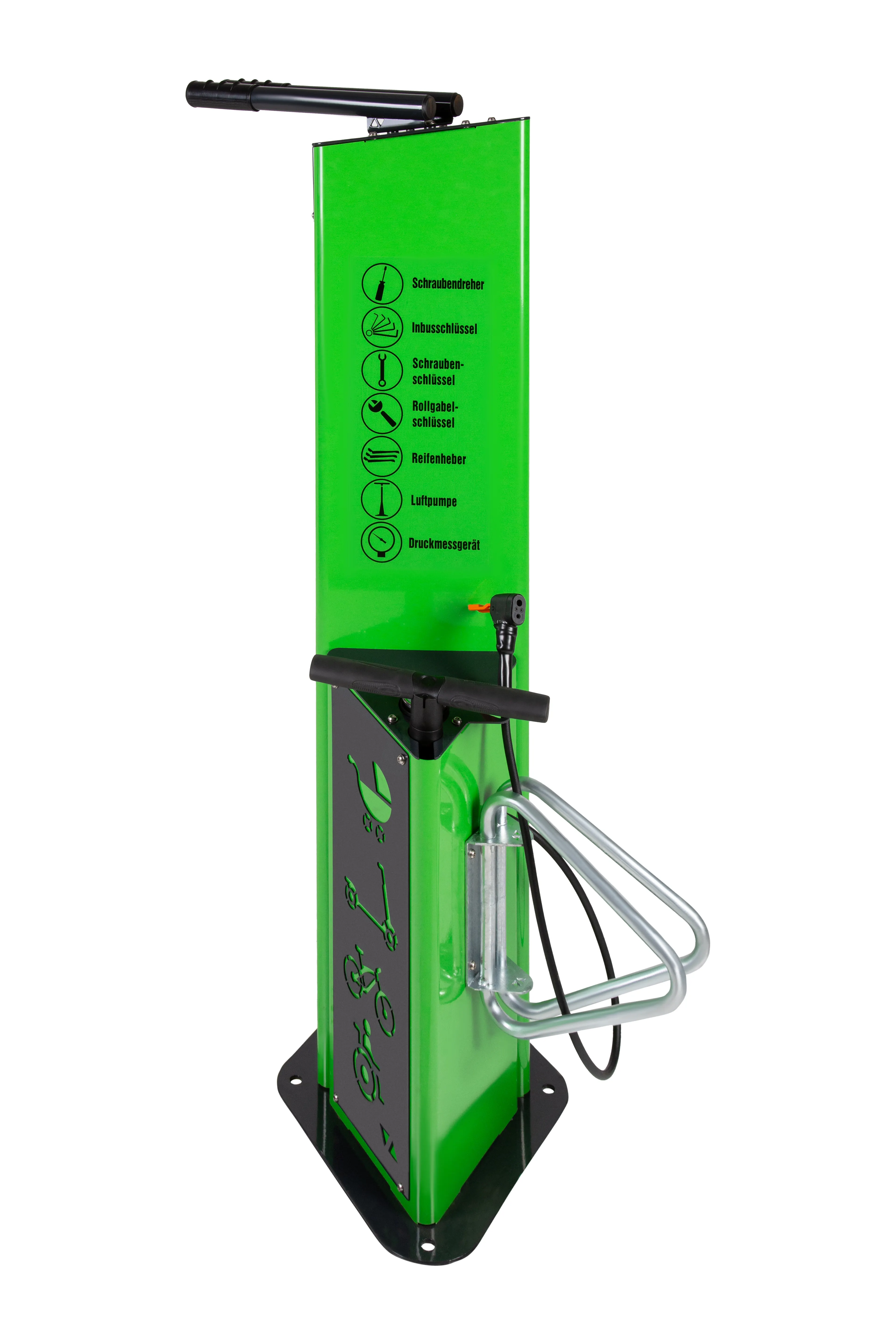 Cykelservicestation Nav med pump, verktyg och ställ