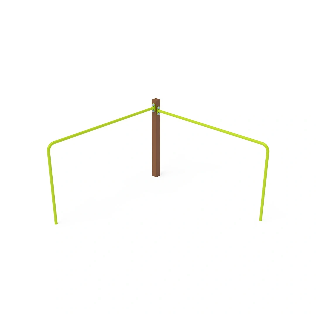 Dubbel balansbom Segmon – 1,75 × 1,75 m, brun + gulgrön