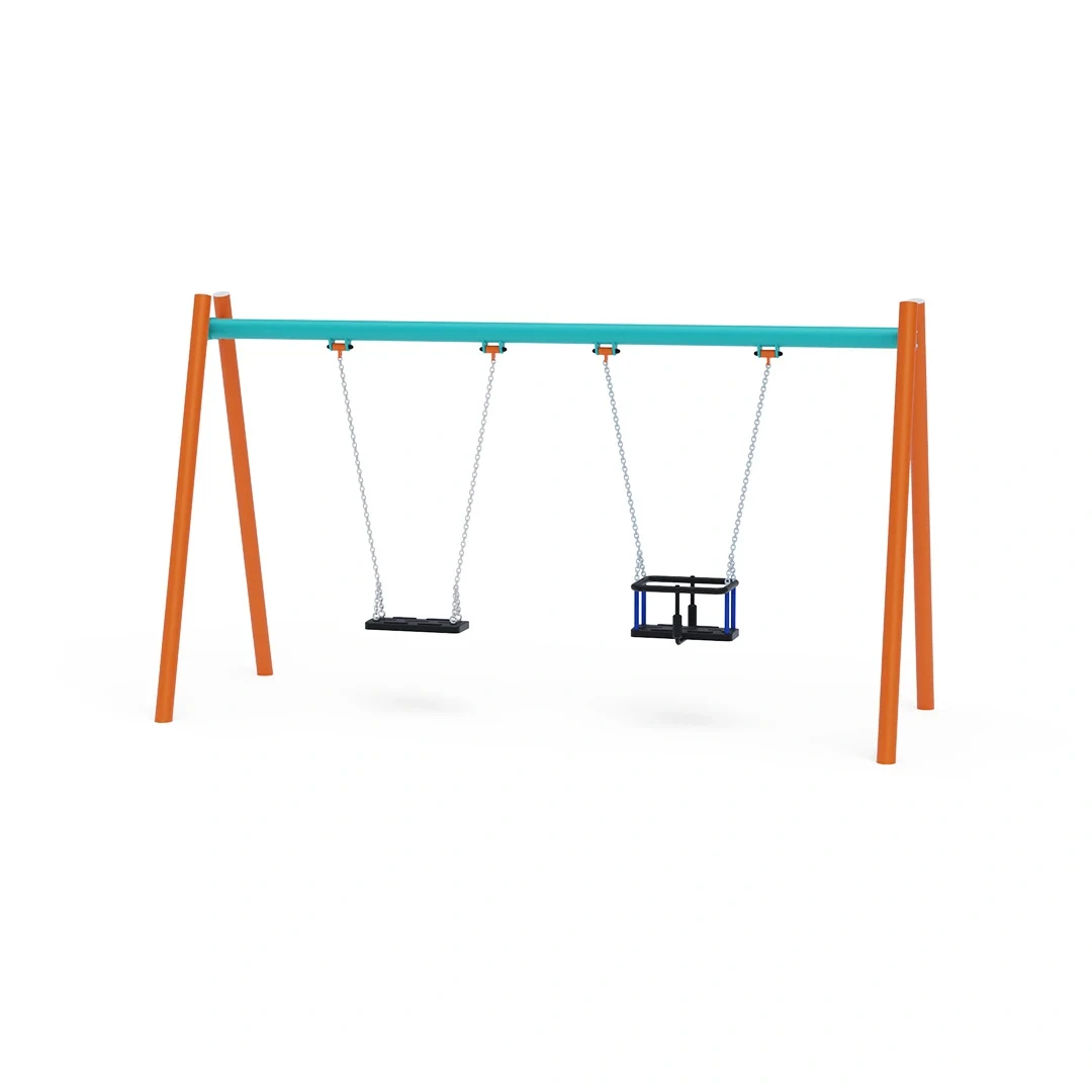 Gunga Farhult med klassisk sits och babysits 1,0 m, orange + turkos
