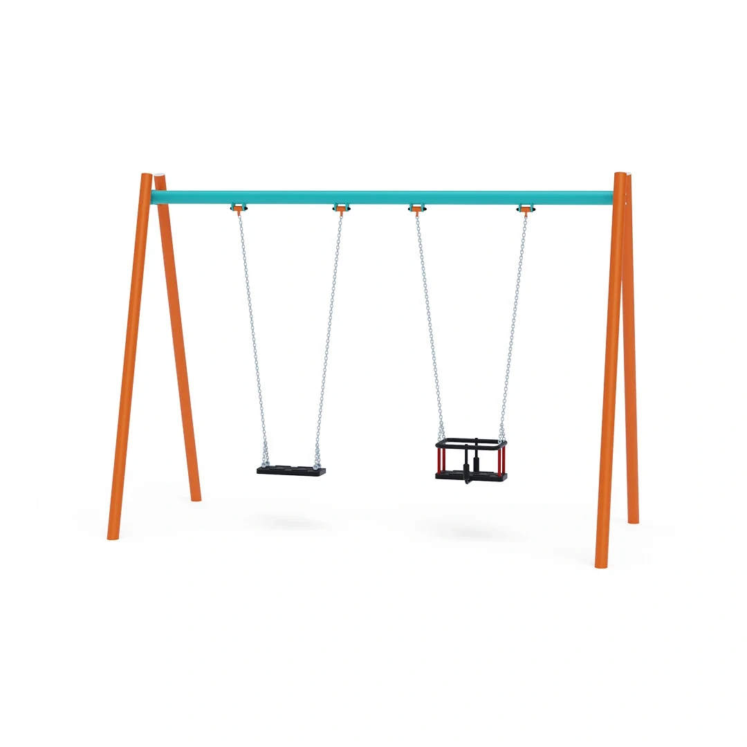 Gunga Farhult med klassisk sits och babysits 1,5 m, orange + turkos