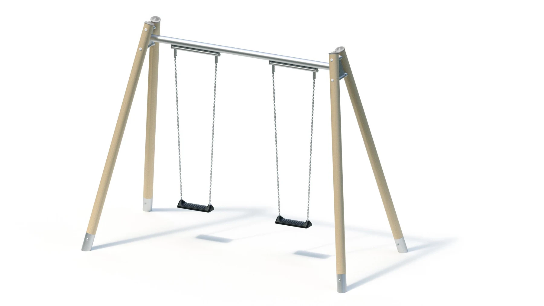 Gungställning Örbyhus – gunghöjd 2,50 m, 1,81 × 3,65 m, robiniastolpar