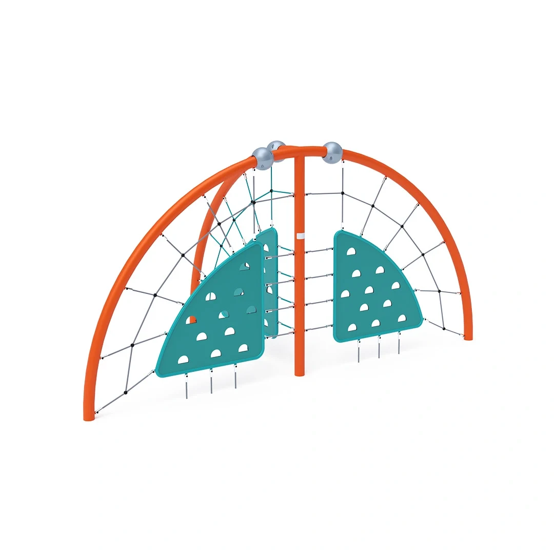 Klätterbåge Stugun – 3,6 × 1,9 m, orange + turkos