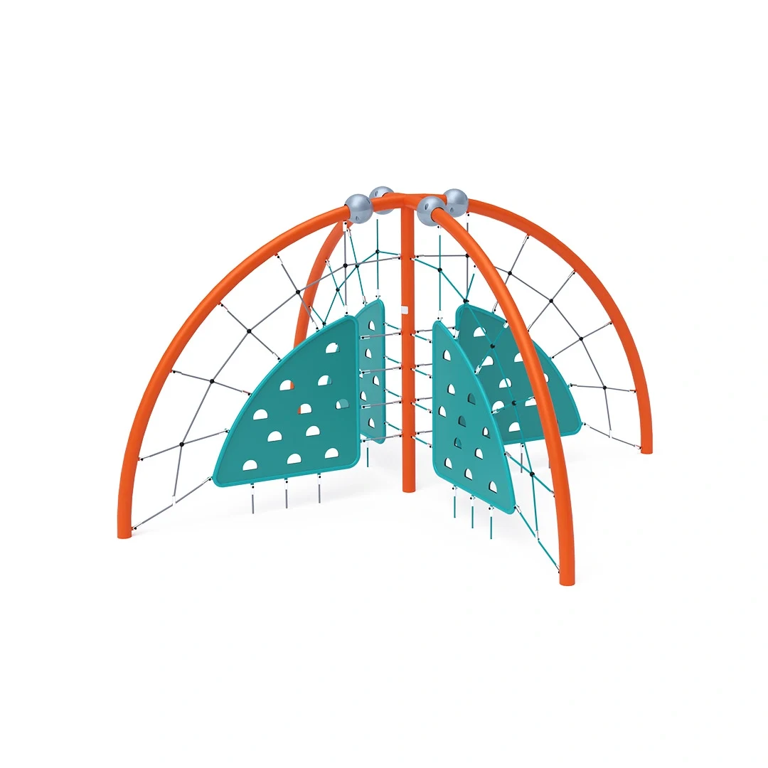 Klätterbåge Sundsstrand – 3,6 × 3,6 m, orange + turkos