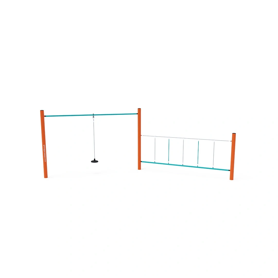 Klätterbana Sjövik – med gunga och repstege, orange + turkos