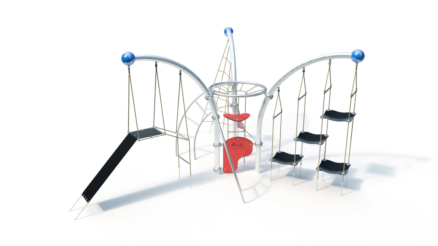 Klätterlek Åmmeberg – 5,63 × 4,60 m, förzinkade stålstolpar