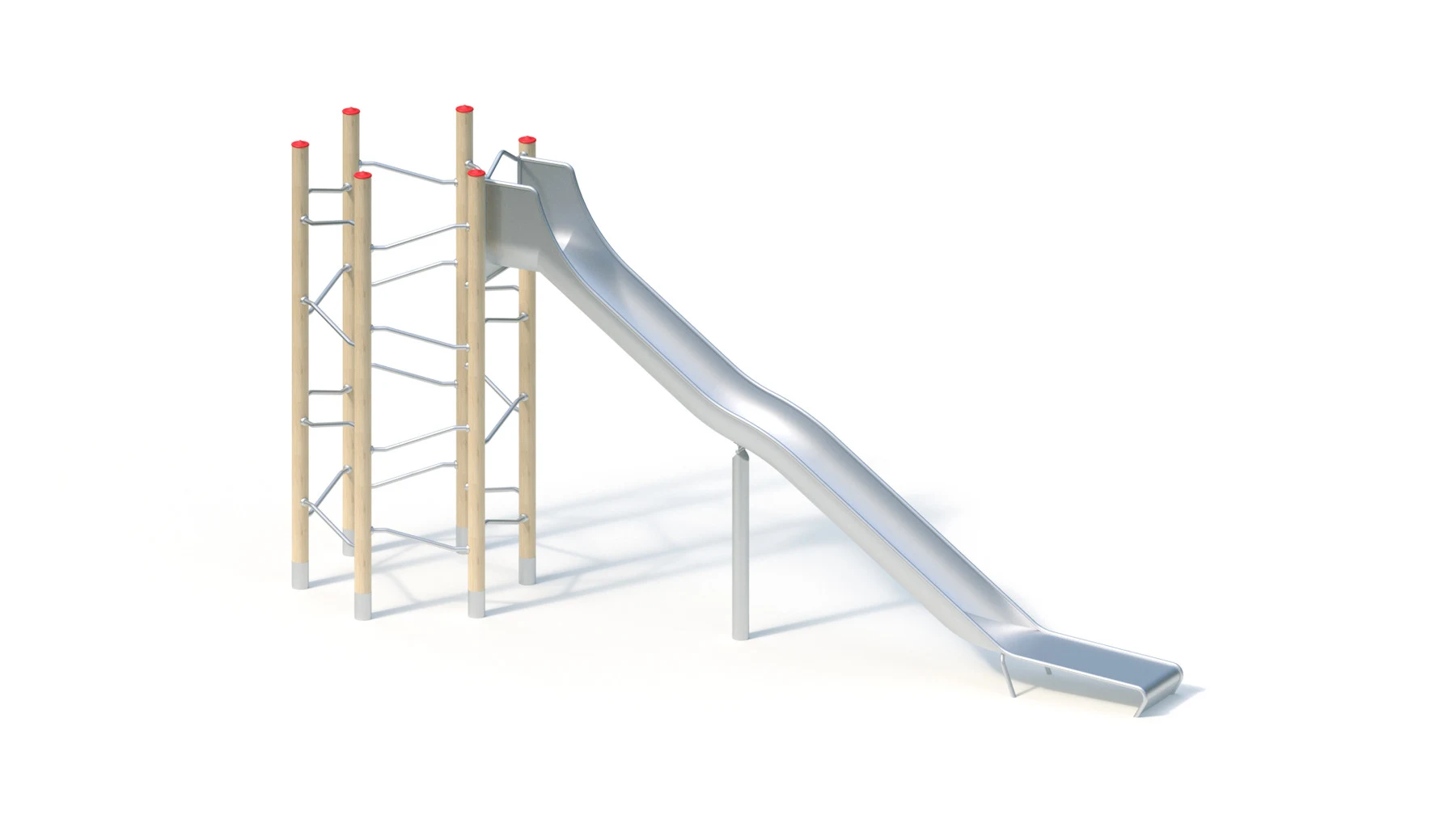 Kombinationsrutschkana Östervåla – 6,70 × 1,75 m, robiniastolpar, klätterpinnar