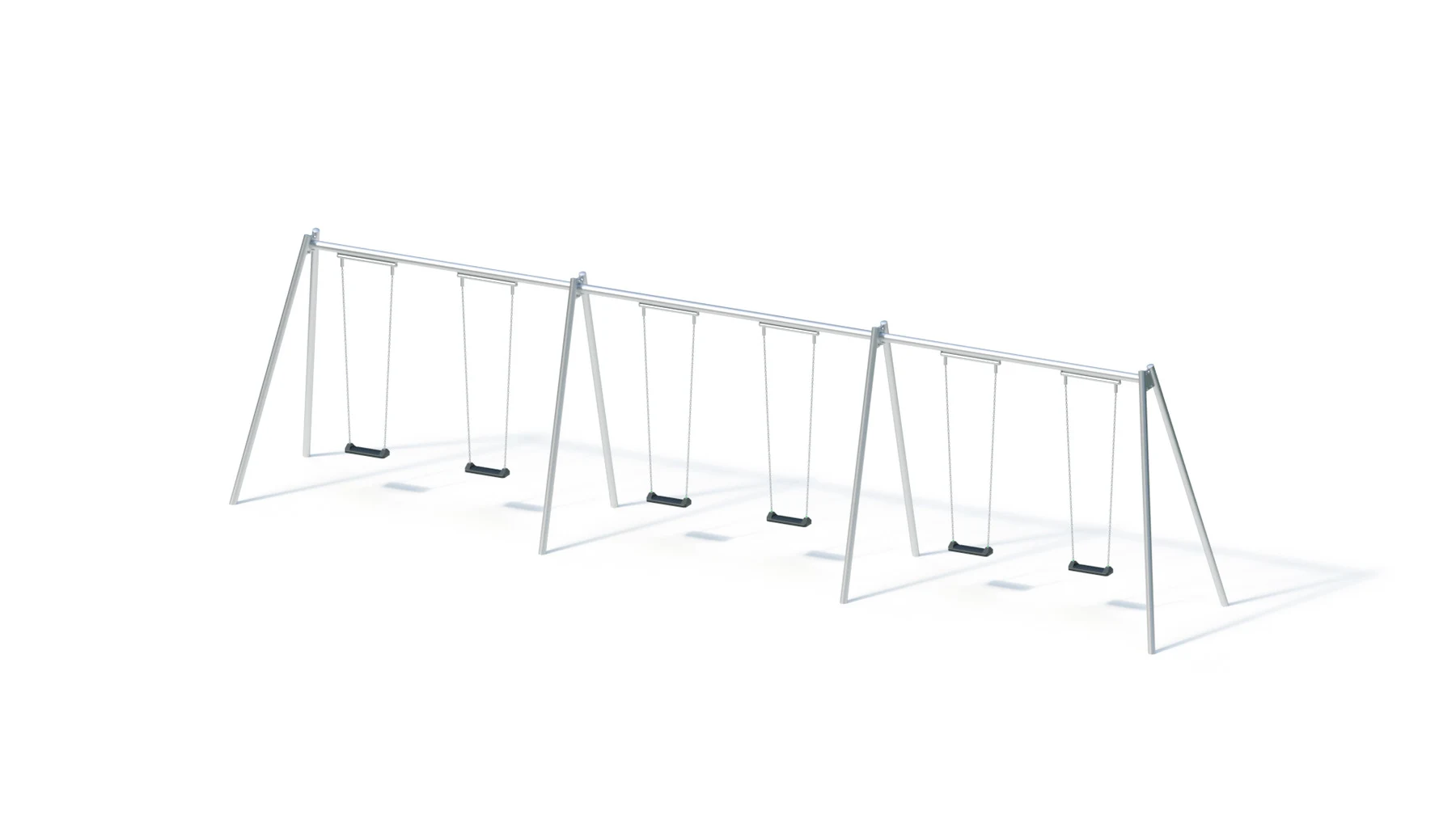 Kombinerad gungställning Örbyhus – gunghöjd 2,50 m, 10,40 × 1,75 m, förzinkat stål