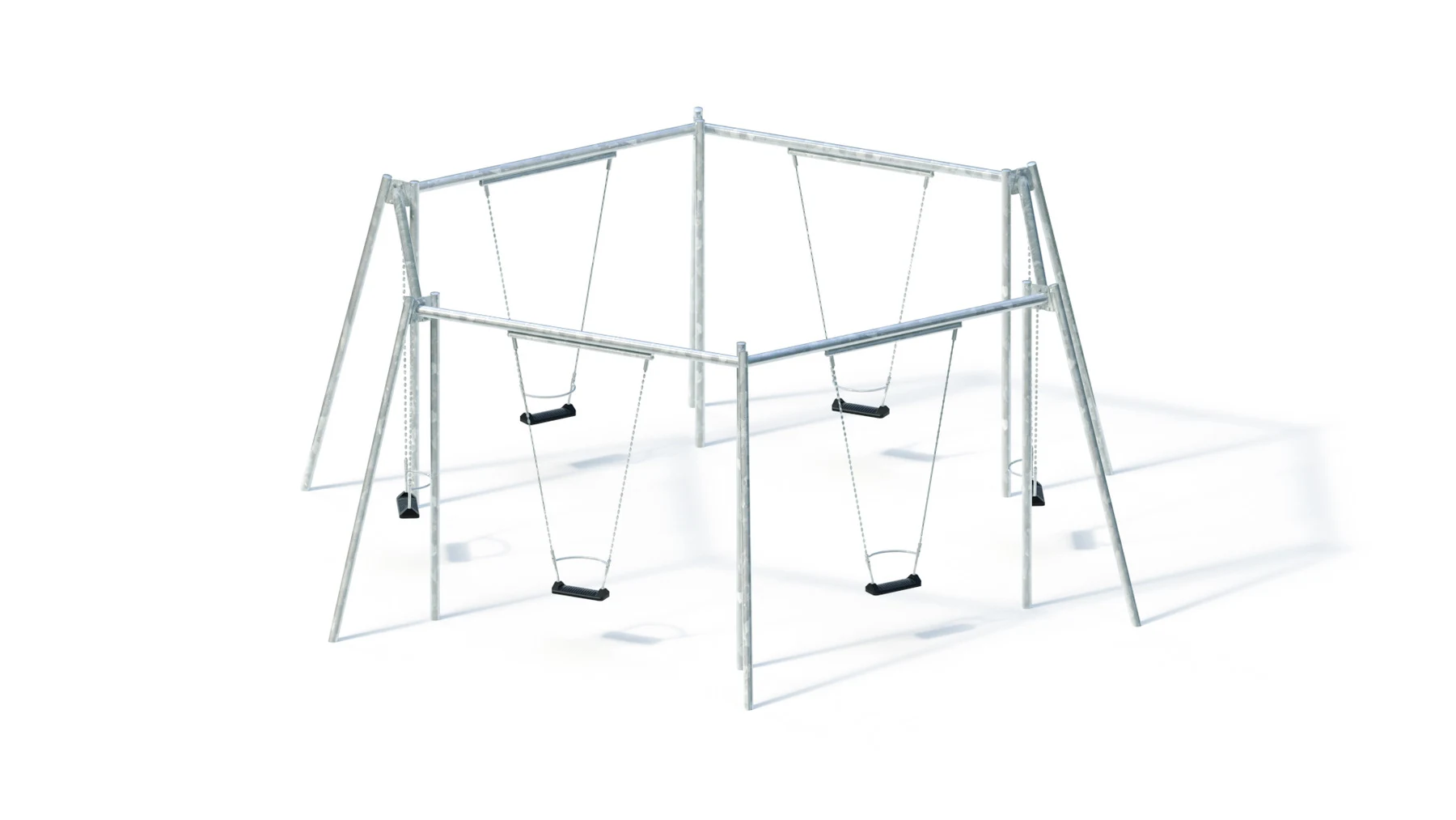 Kontaktgunga Örbyhus – gunghöjd 2,50 m, 7,35 × 6,40 m, förzinkat stål