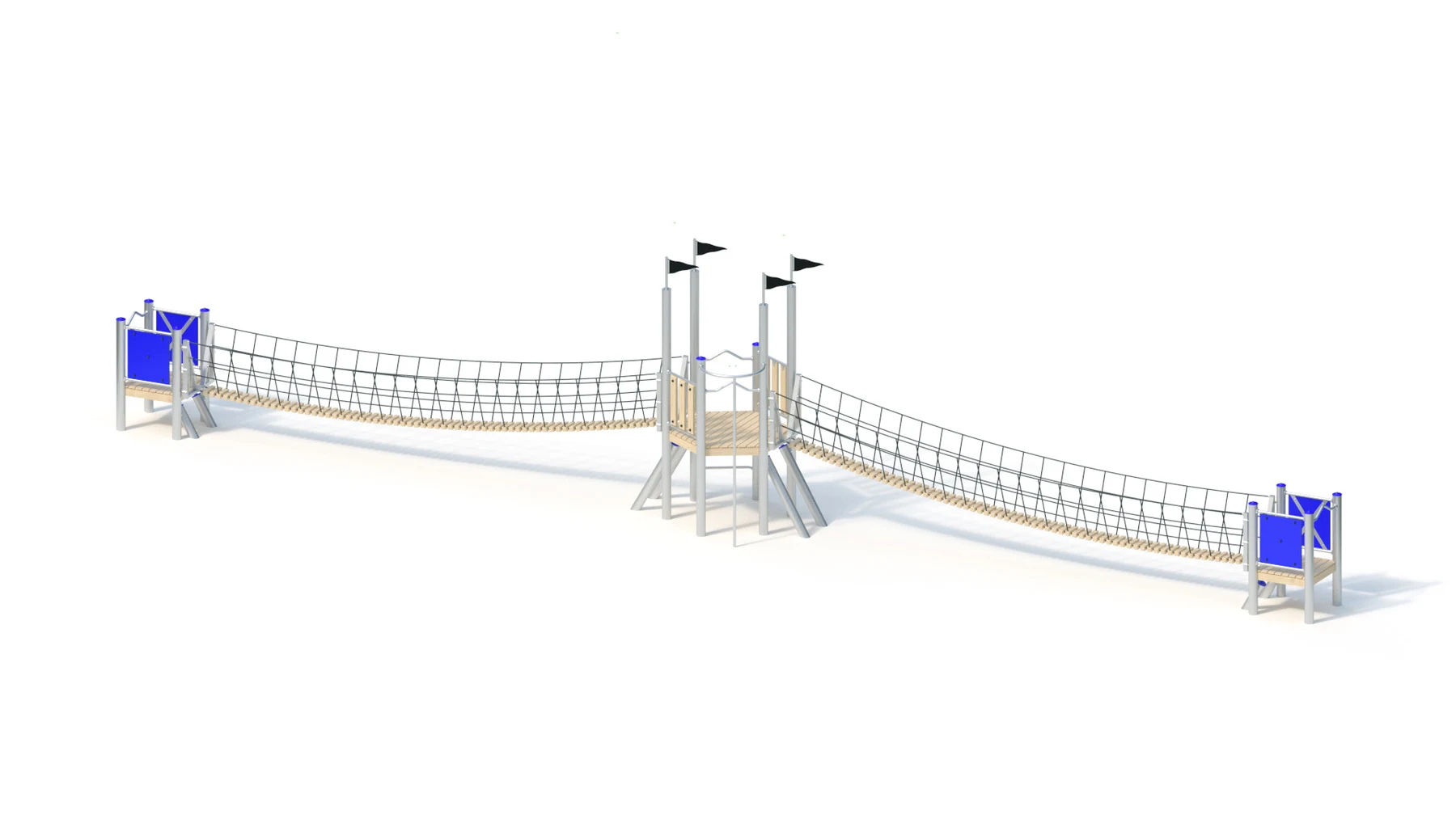 Lekbroanläggning Bankekind – 17,15 × 1,95 m, rostfria stålstolpar