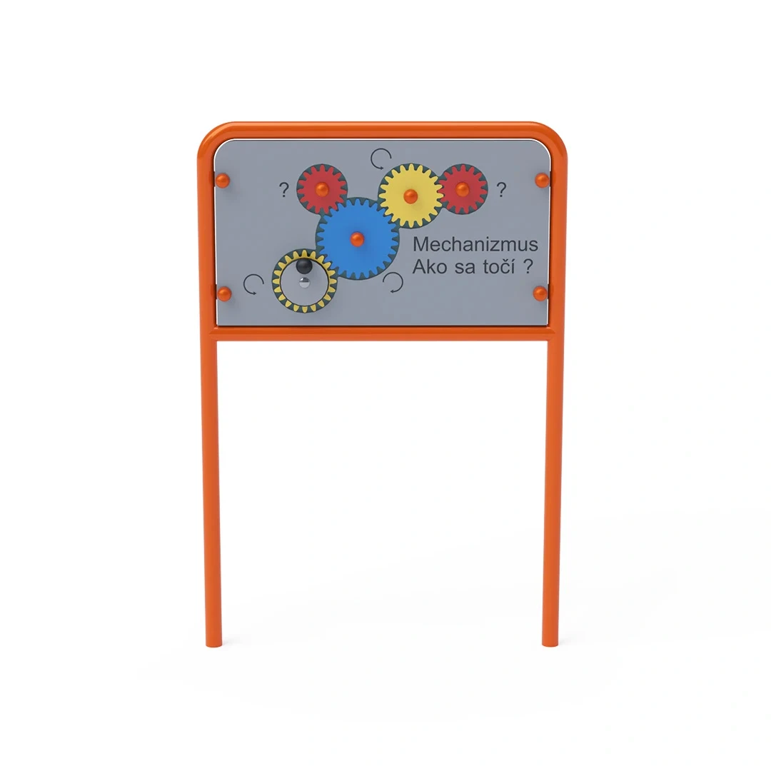 Lekpanel Spillersboda – kugghjul, orange + turkos
