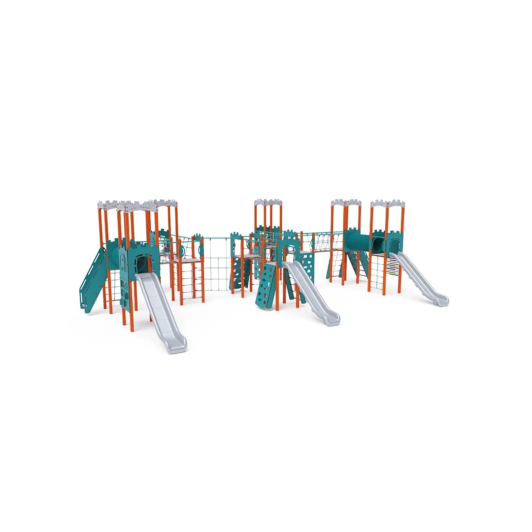 Lekställning Södersvik – tiotorn med tunnel, orange + turkos