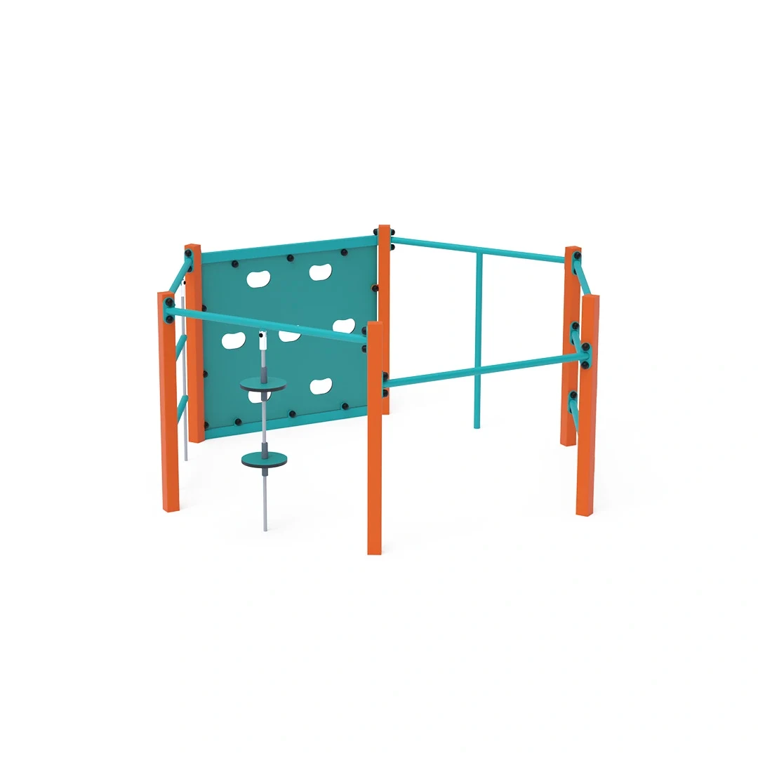 Minigym Svanskog – med klättervägg, orange + turkos