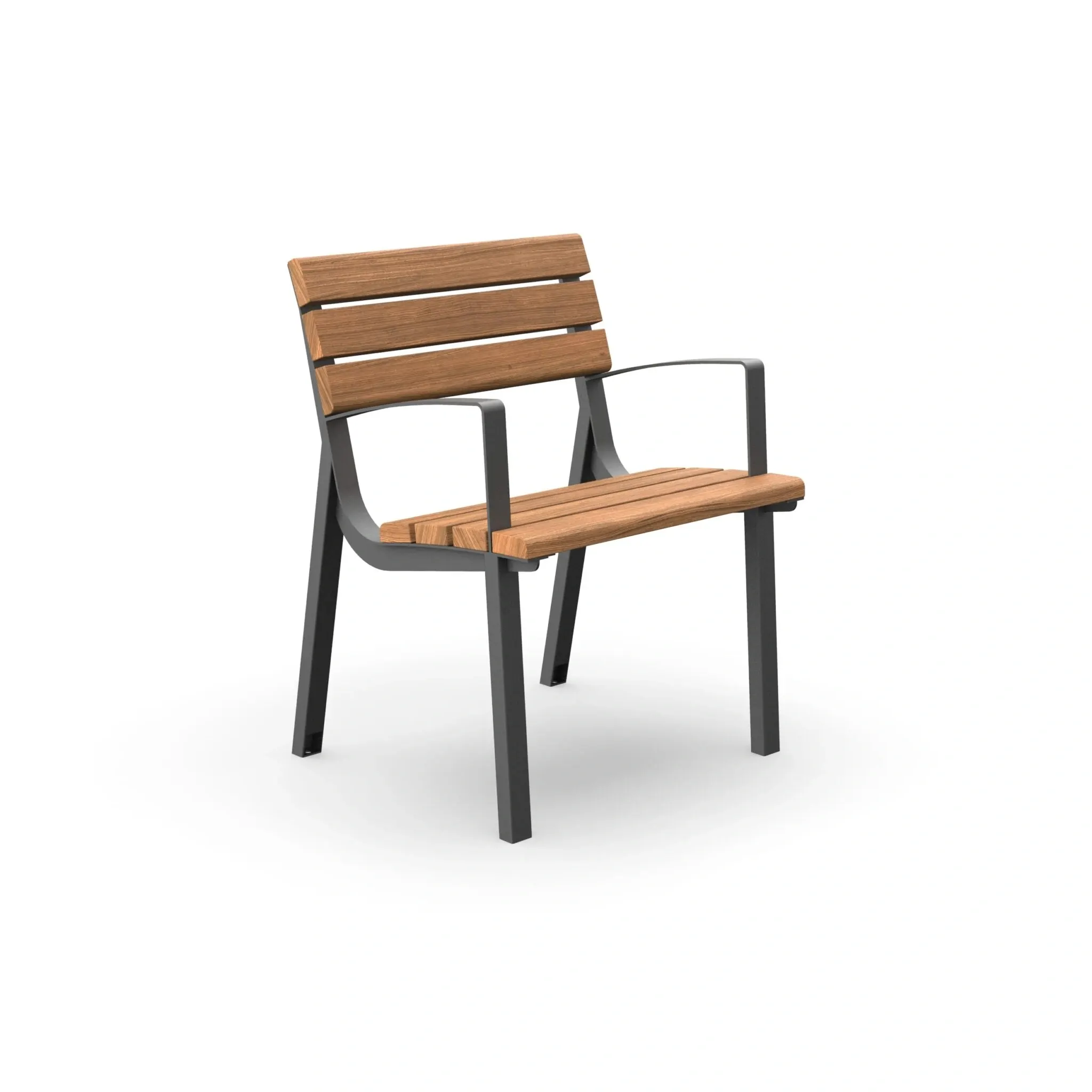 Parkbänk Brantevik med ryggstöd, 60 cm, ribbprofil 73 × 30 mm, med armstöd