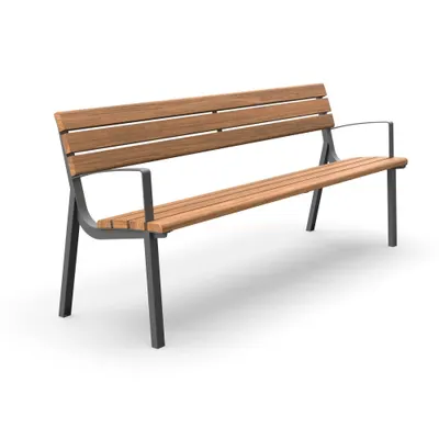 Parkbänk Brantevik med ryggstöd, 60 cm, ribbprofil 73 × 30 mm, med armstöd