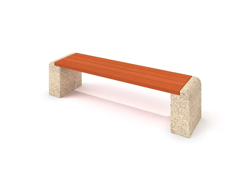 Betongbänk Hägernäs, utan ryggstöd, gavlar i betong med frilagd ballast och sits i trä