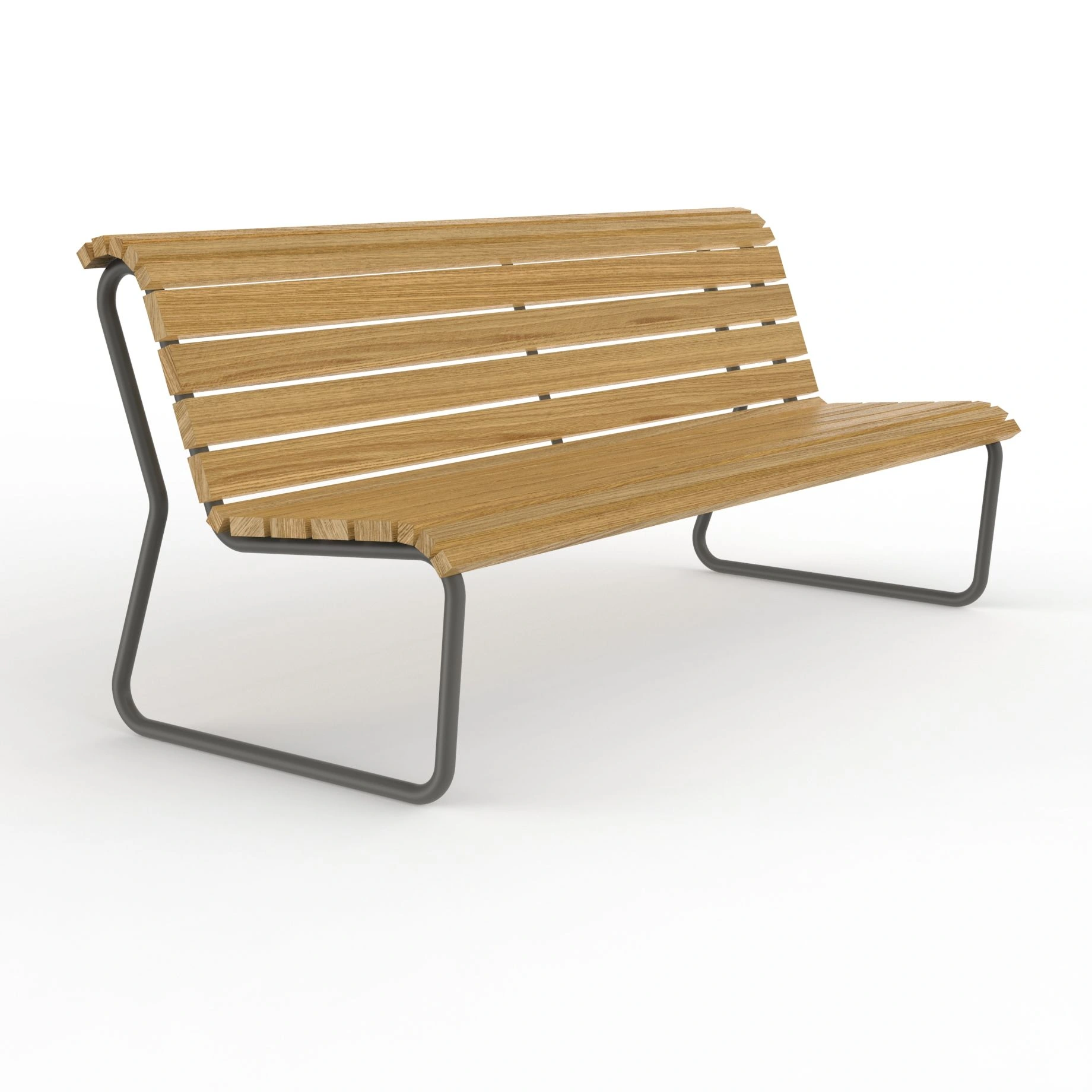Parkbänk Sandhamn med ryggstöd – 180 cm, utan armstöd, träprofil 73 × 30 mm