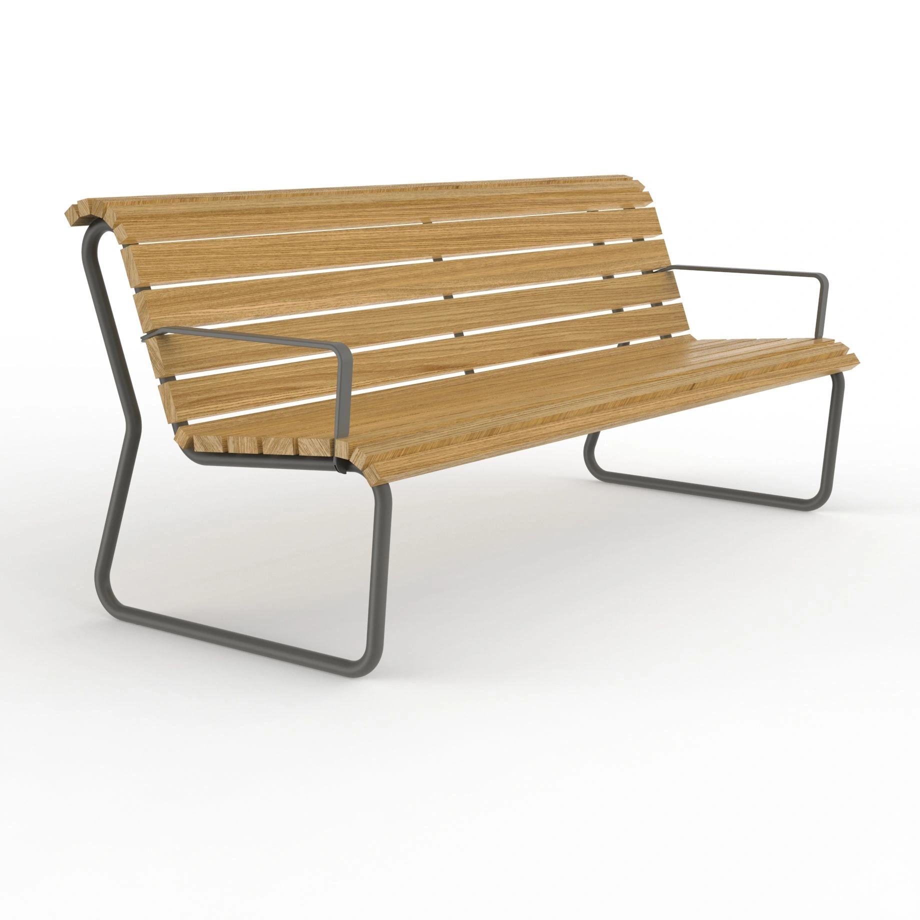 Parkbänk Sandhamn med ryggstöd – 180 cm, utan armstöd, träprofil 73 × 30 mm