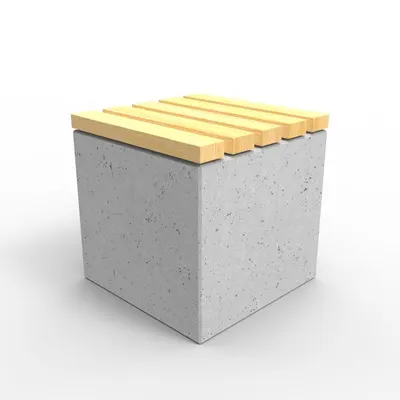 Betongbänk Sandhem, sittkub med furusits