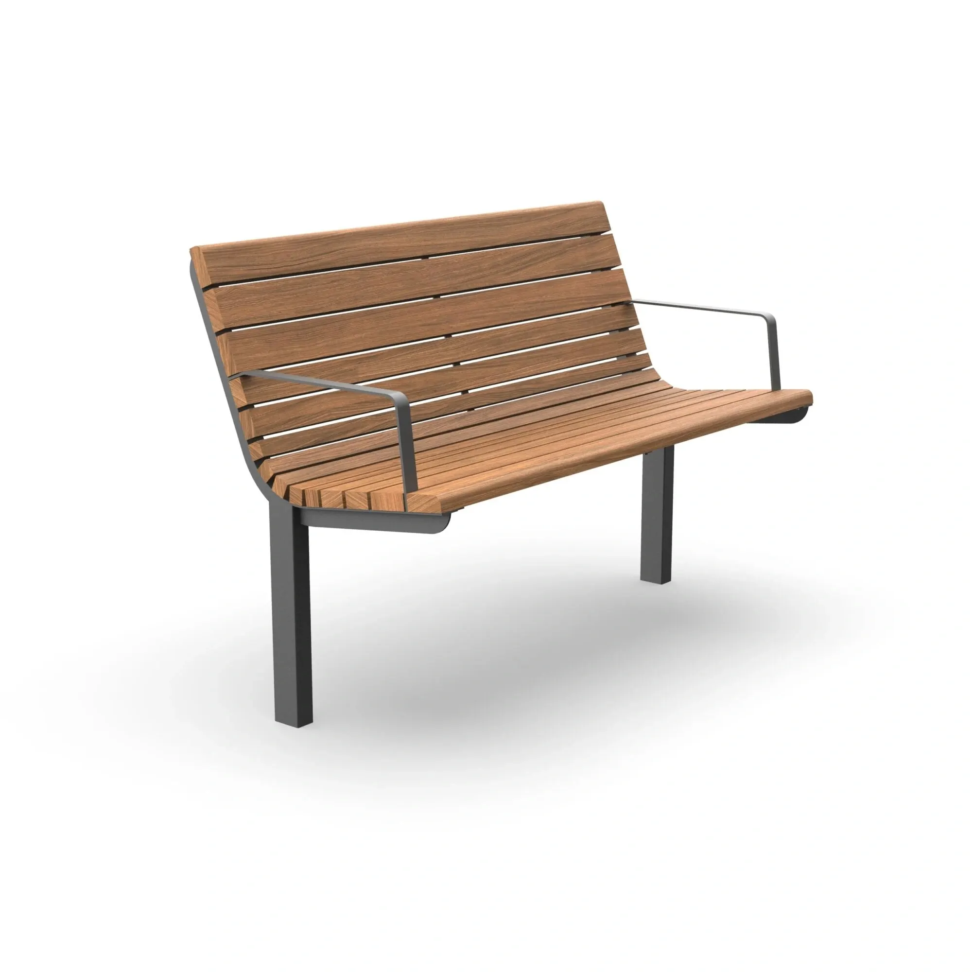 Parkbänk Särö Enkel med ryggstöd, 120 cm, med armstöd