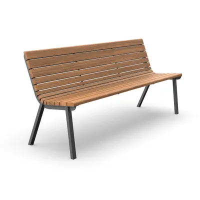 Parkbänk Särö med ryggstöd, 60 cm, med armstöd