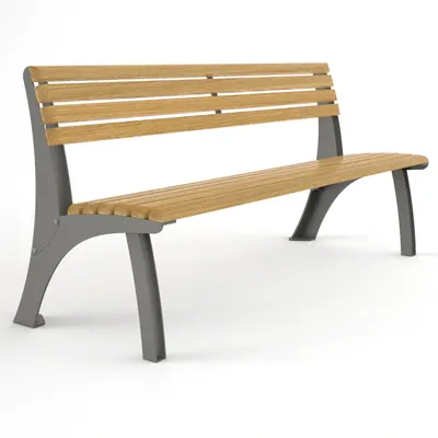 Rak parkbänk Ljungskile med ryggstöd, 60 cm