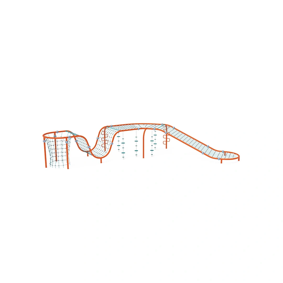Repbana Stångby – 14,3 × 9,4 m, orange + turkos
