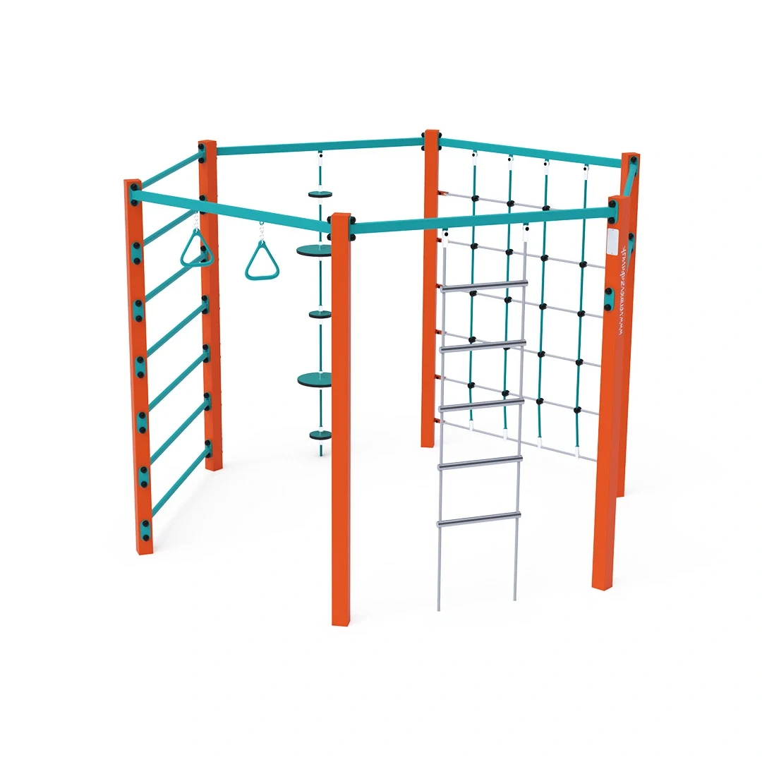 Repgym Stensjön – 2,8 × 3,9 m, orange + turkos