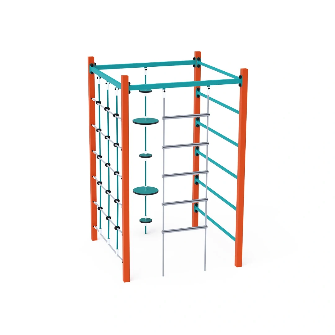 Repgym Stackmora – med klätternät, orange + turkos