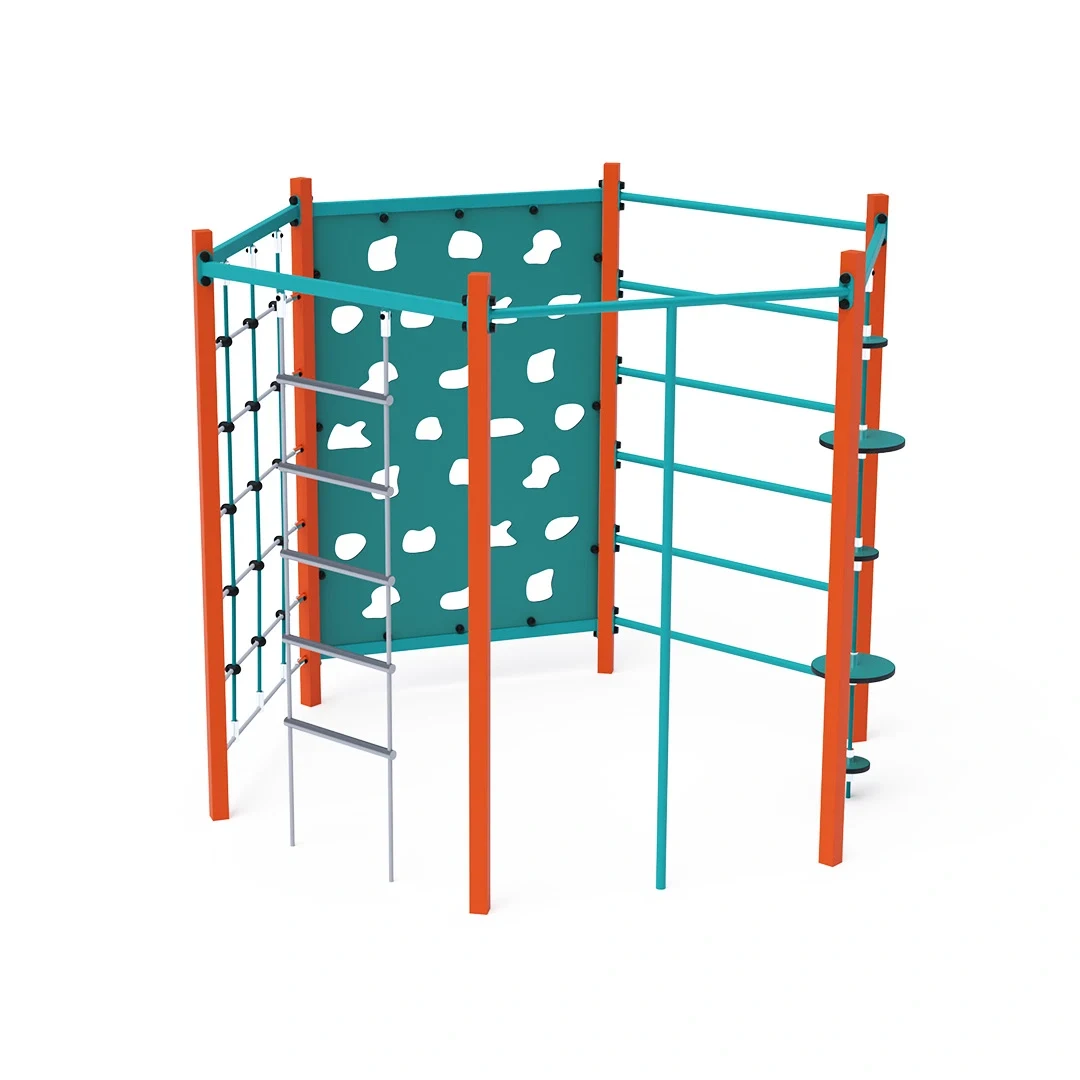 Repgym Stensele – med klättervägg och ribbstol, orange + turkos