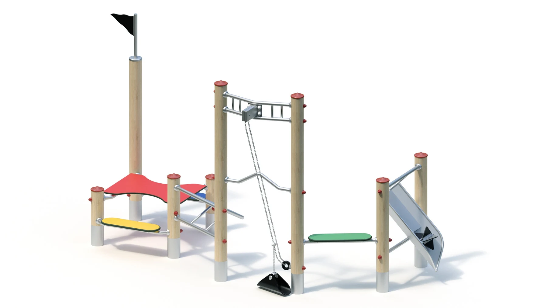 Sandverk Aspås – 3,75 × 1,75 m, robiniastolpar