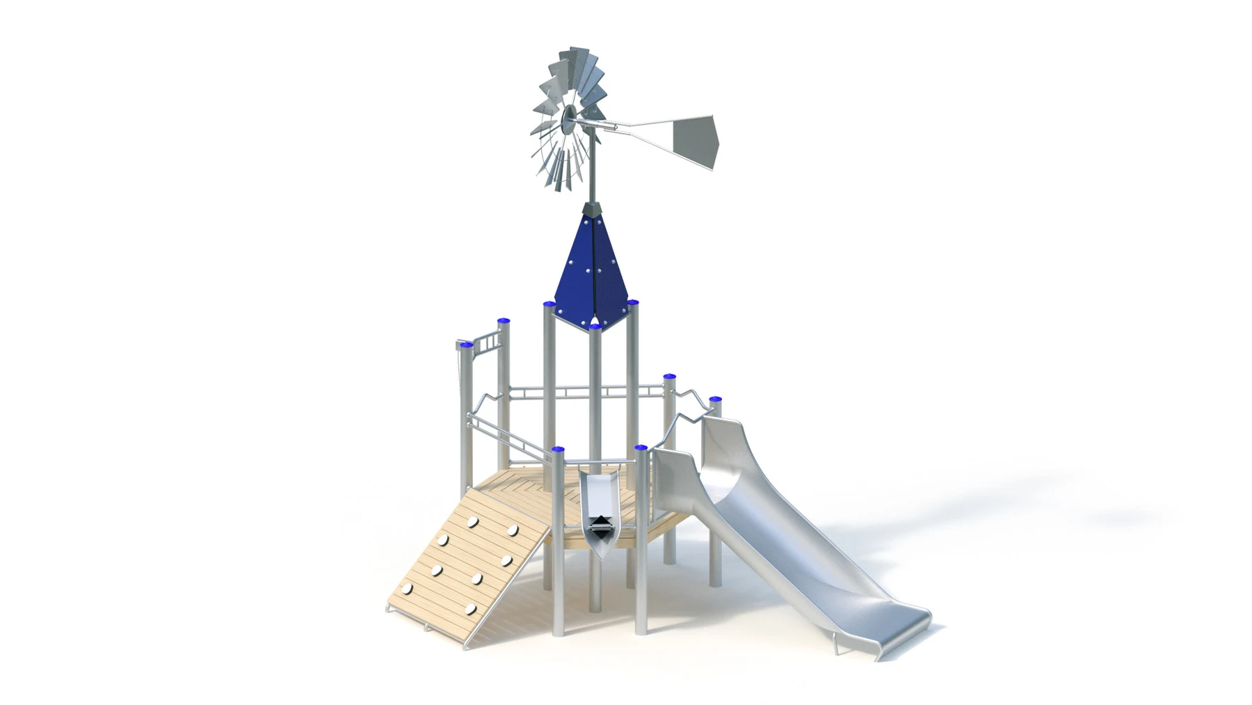 Sandverk Aspås – 5,00 × 3,95 m, rostfria stålstolpar