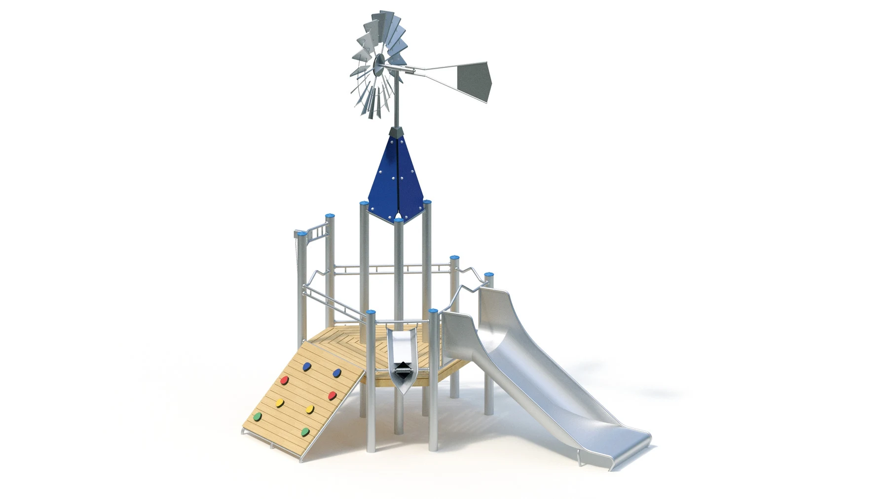Sandverk Aspås – 5,00 × 3,95 m, rostfria stålstolpar