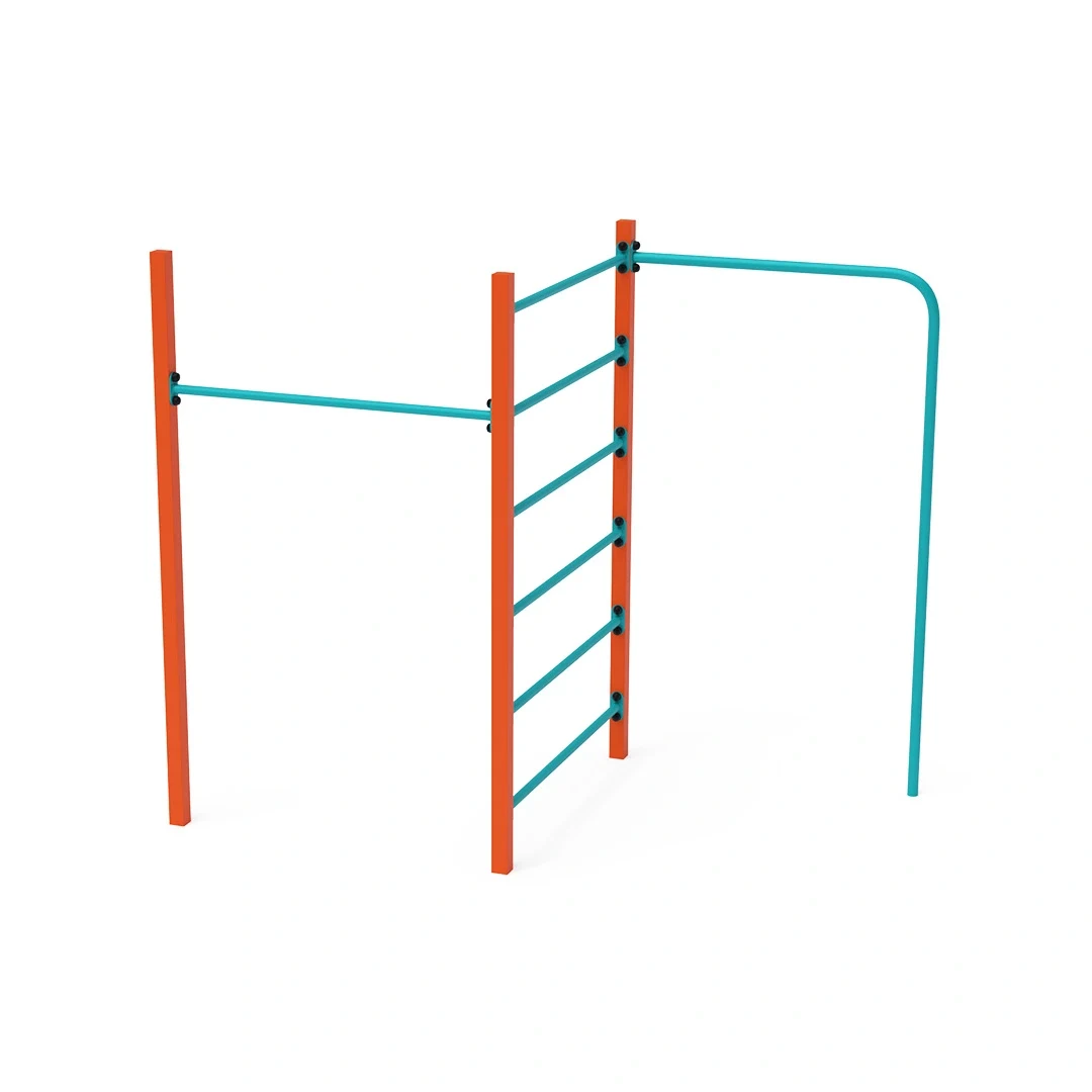 Stålgym Stenungsön – med ribbstol, orange + turkos