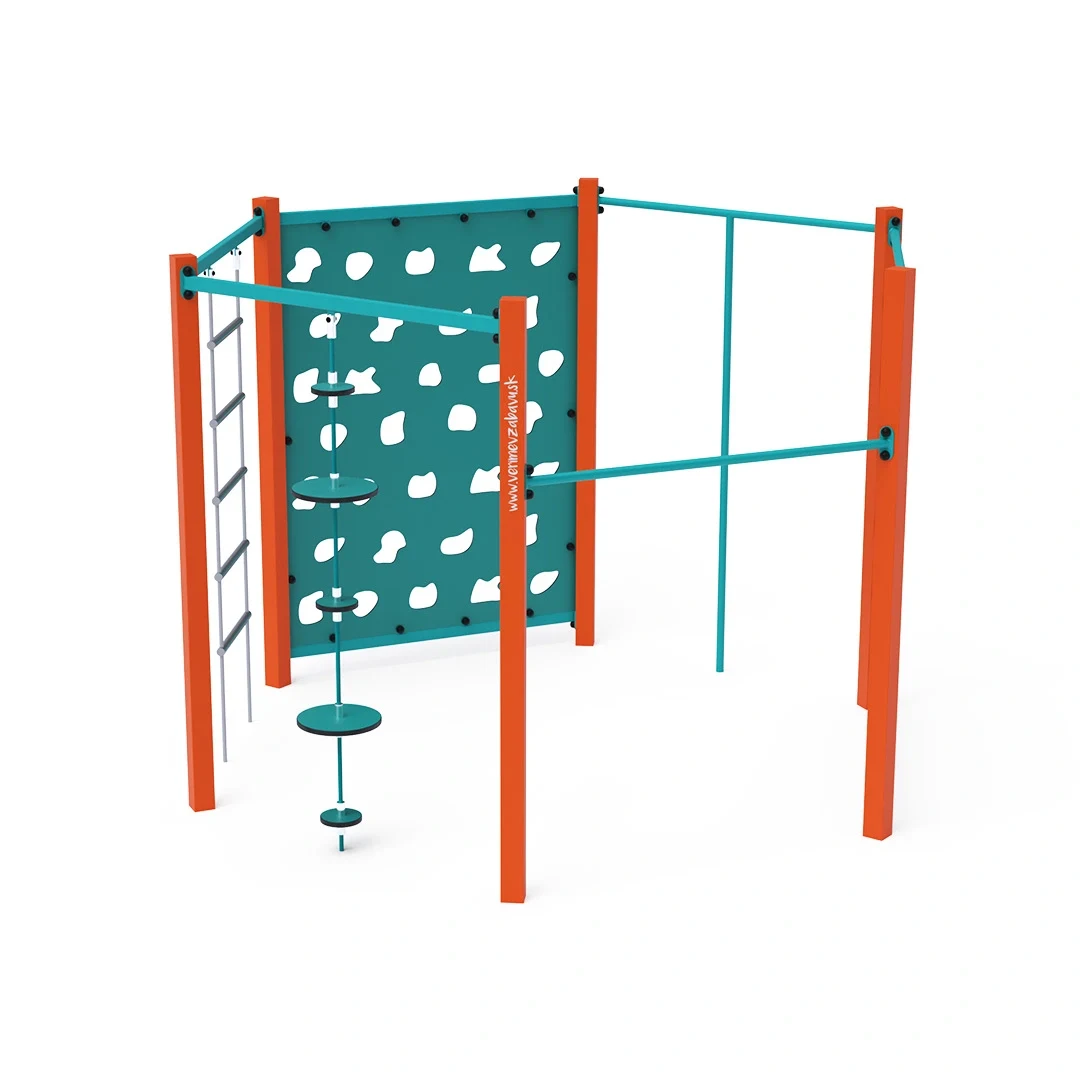 Stålgym Rockneby, orange + turkos
