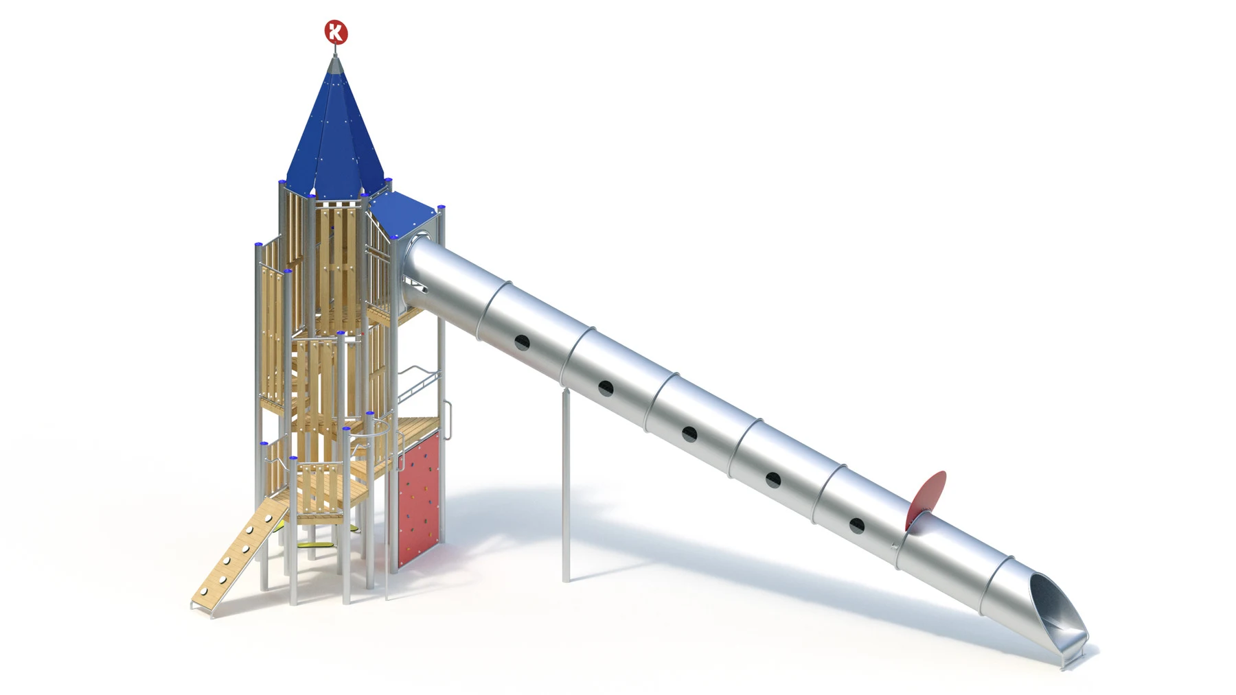 Tornlekställning Askeby – 13,23 × 4,83 m, rostfria stålstolpar