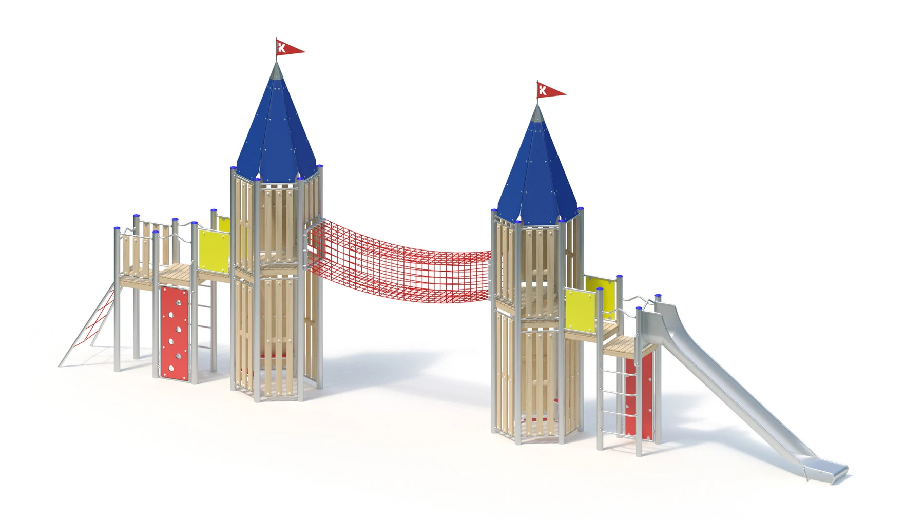 Tornlekställning Askeby – 15,89 × 1,73 m, rostfria stålstolpar