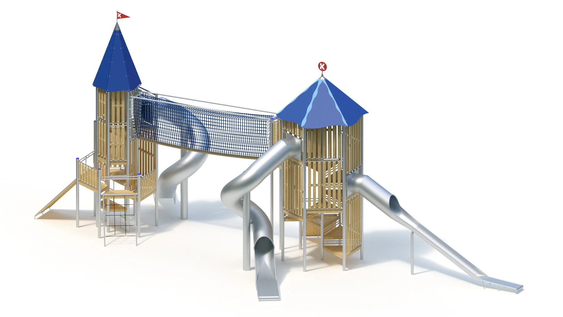 Tornlekställning Askeby – 21,63 × 11,15 m, rostfria stålstolpar
