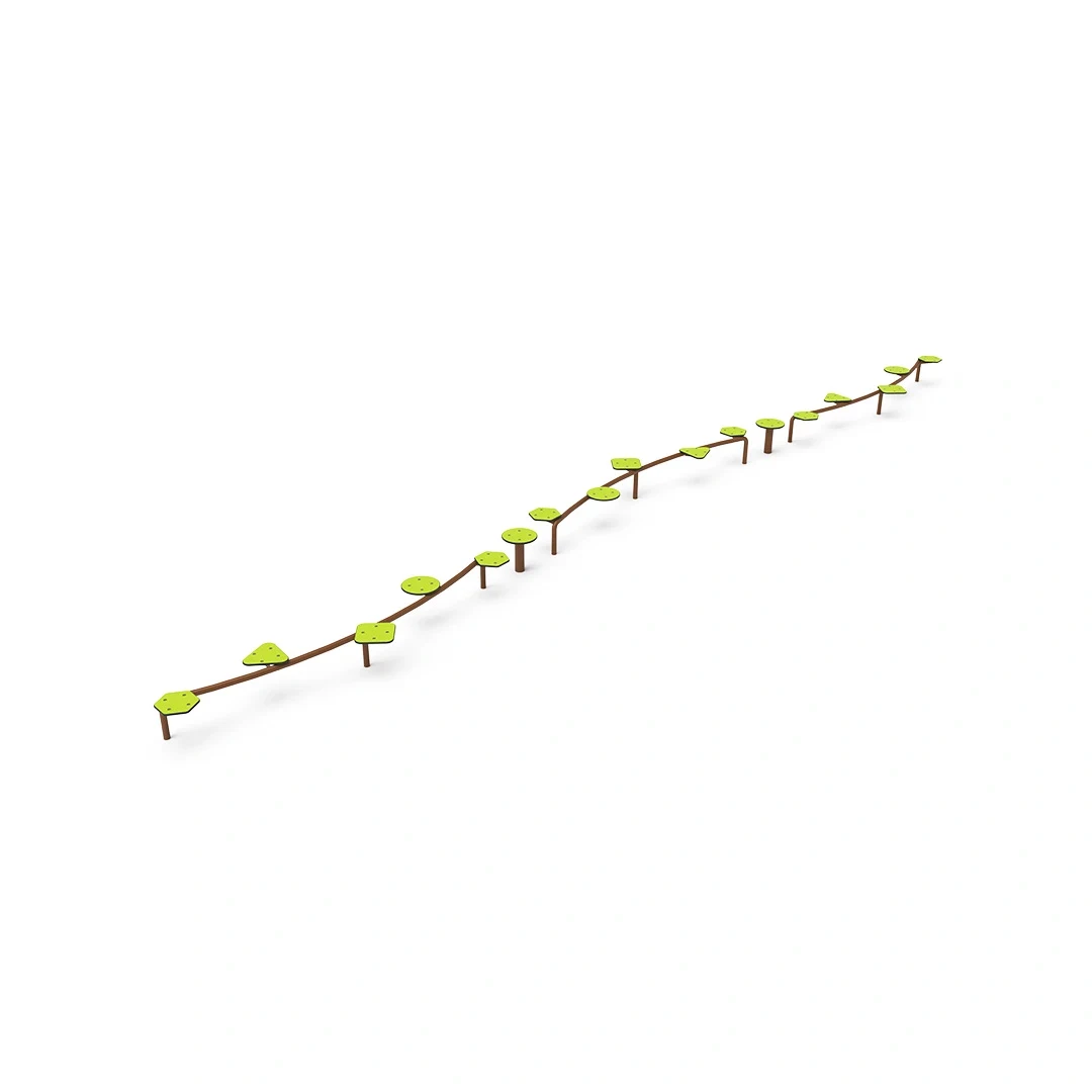 Trippel balansbom Skärstad – 8,68 × 2 m, brun + gulgrön