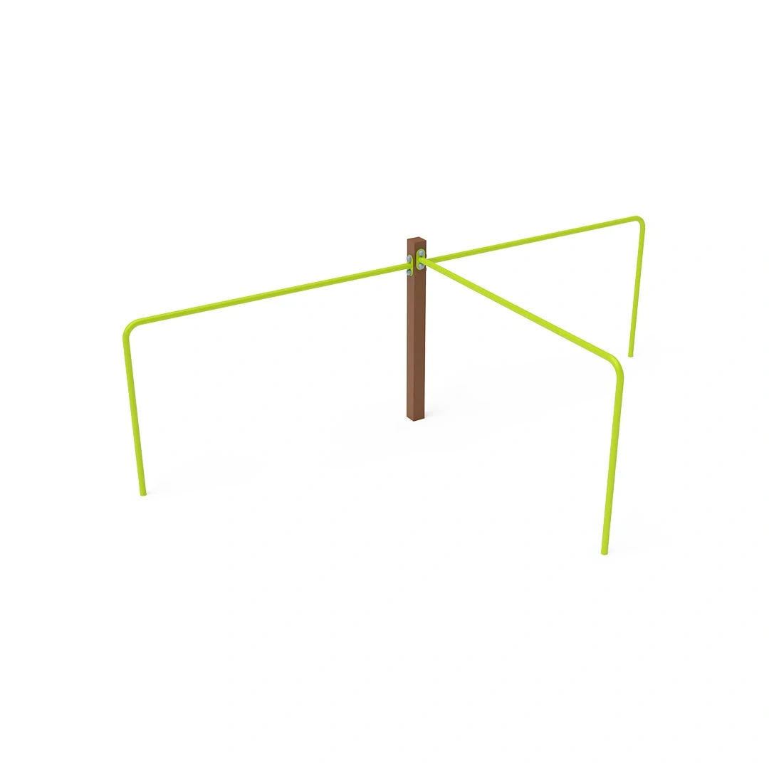 Trippel balansstång Skålö – 3,4 × 1,75 m, brun + gulgrön