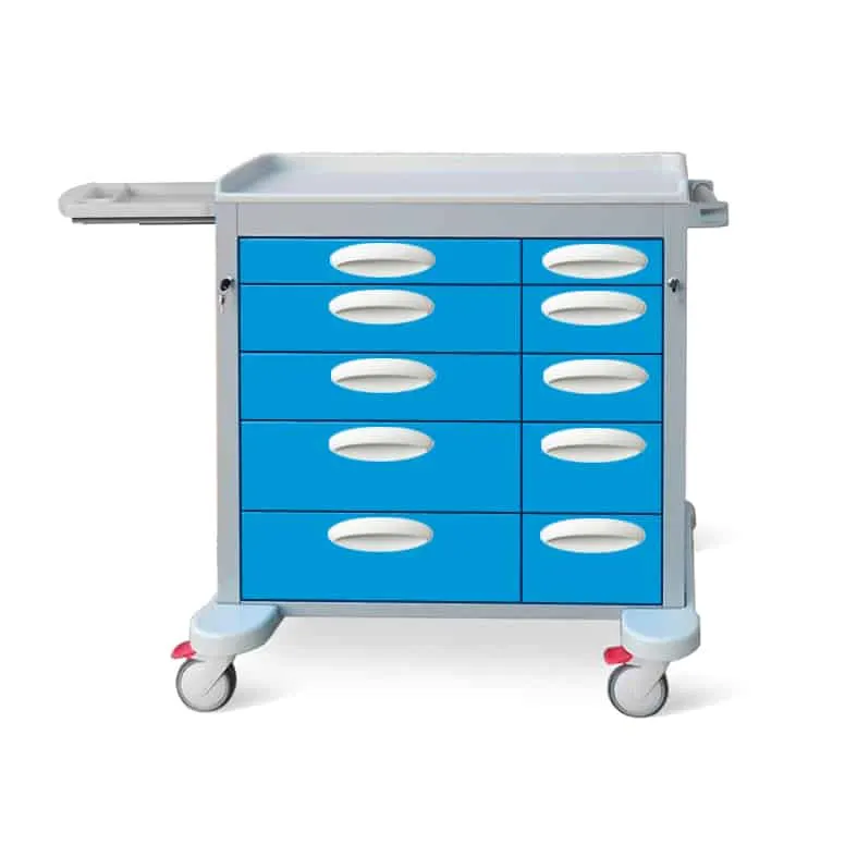 Behandlingsvagn i aluminium, 10 lådor