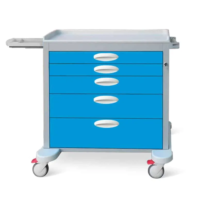 Behandlingsvagn i aluminium, 5 lådor