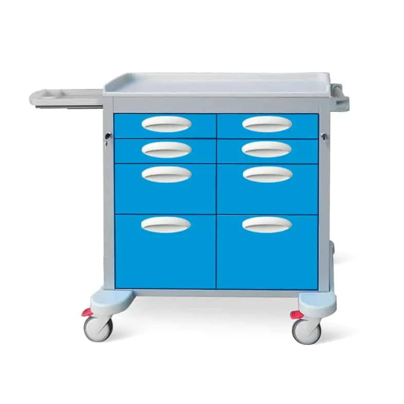 Behandlingsvagn i aluminium, 8 lådor