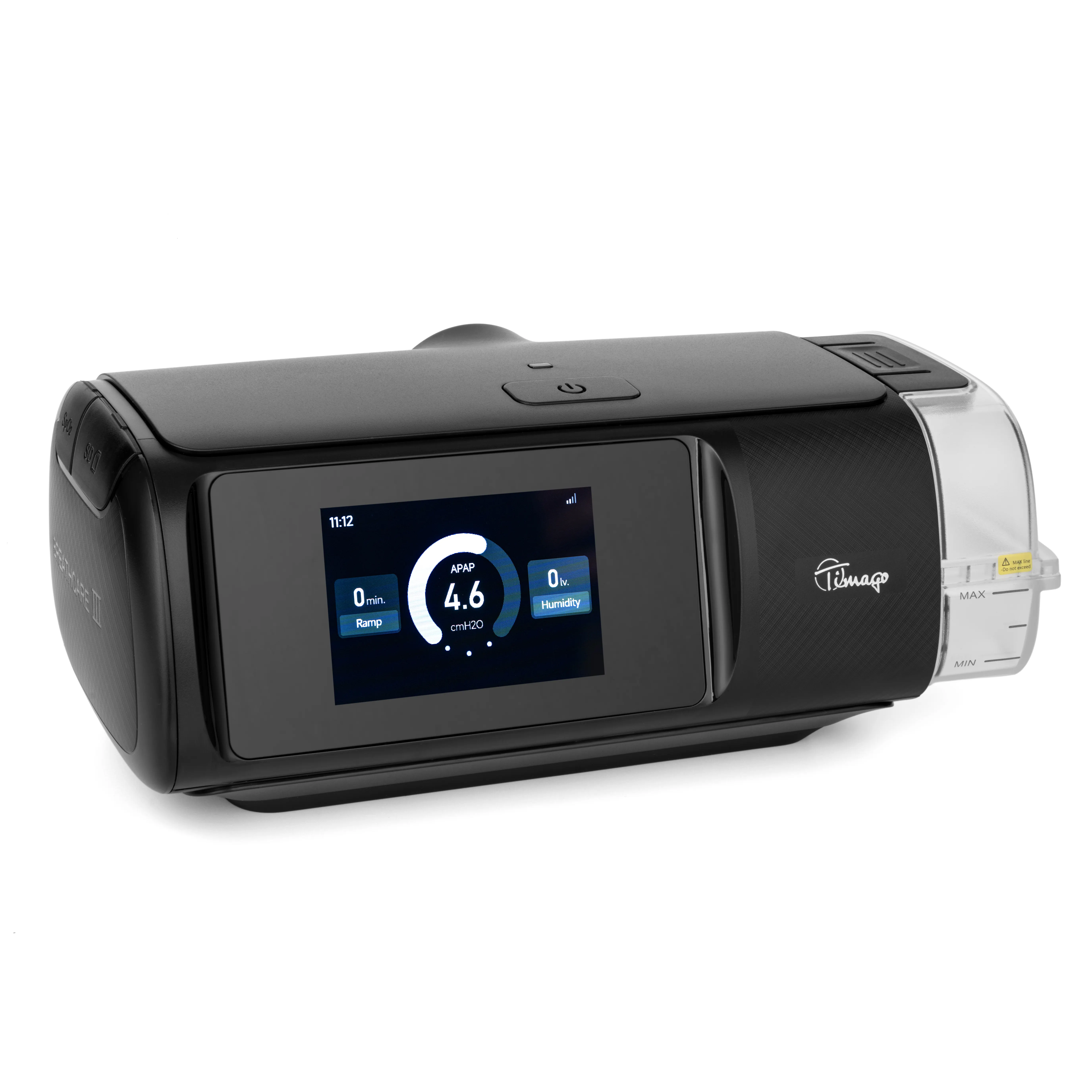 CPAP-apparat med uppvärmd slang, sedd framifrån