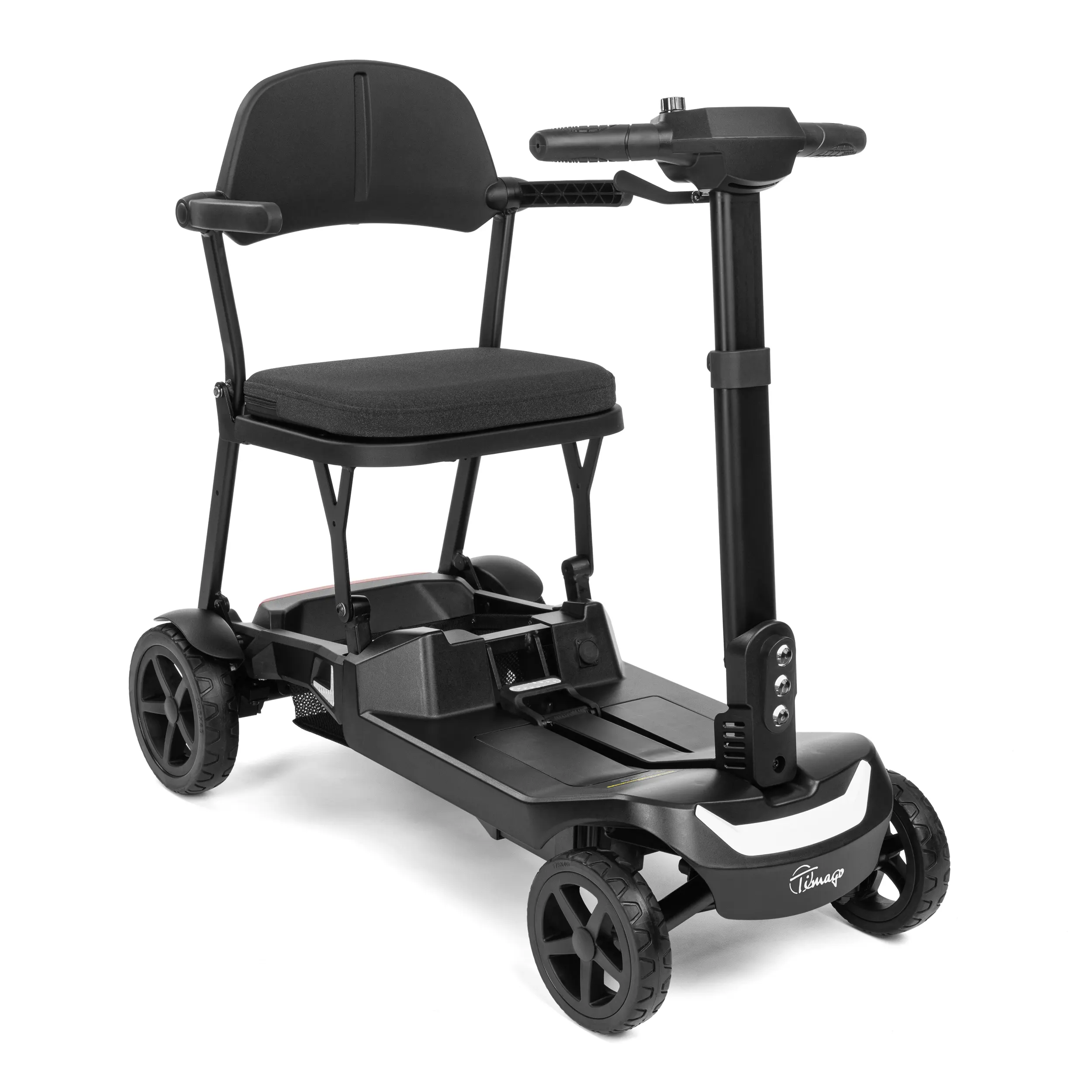 Hopfällbar elscooter, sedd snett framifrån