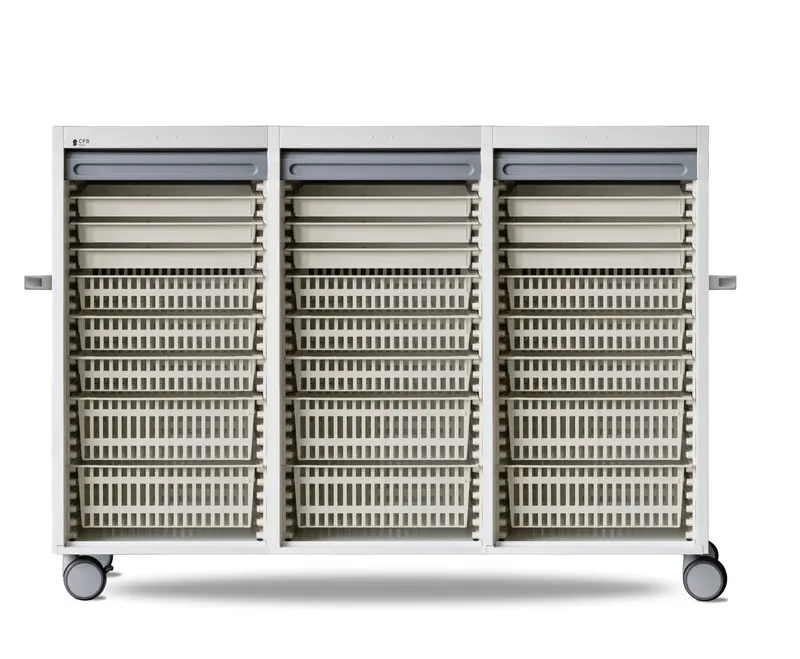 Förvaringsvagn för ISO-korgar i lackerat stål, 2100 × 500 × 1570 mm