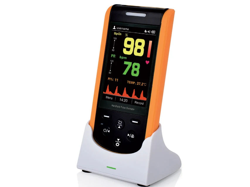 Handhållen pulsoximeter med laddningsställ