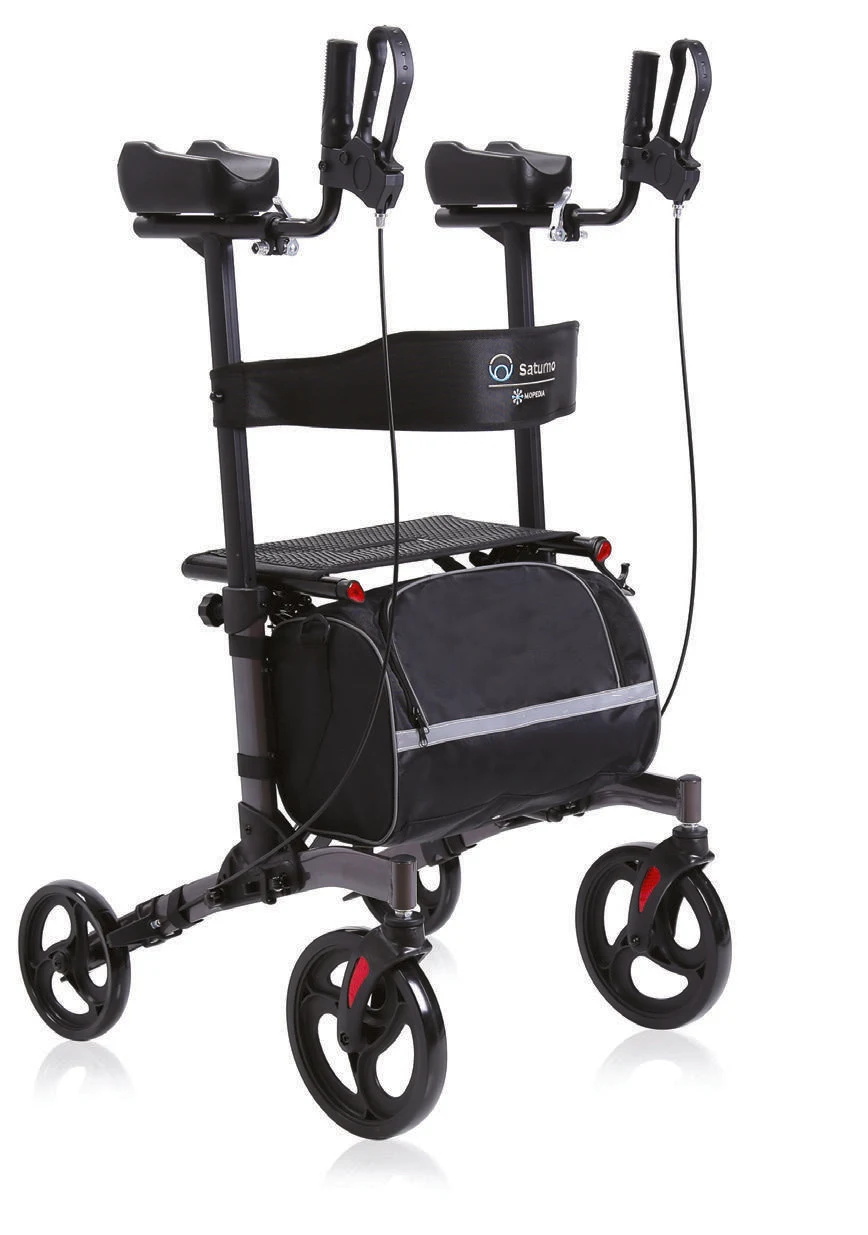 Hopfällbar rollator med underarmsstöd – rollator med underarmsstöd, sits och förvaringsväska