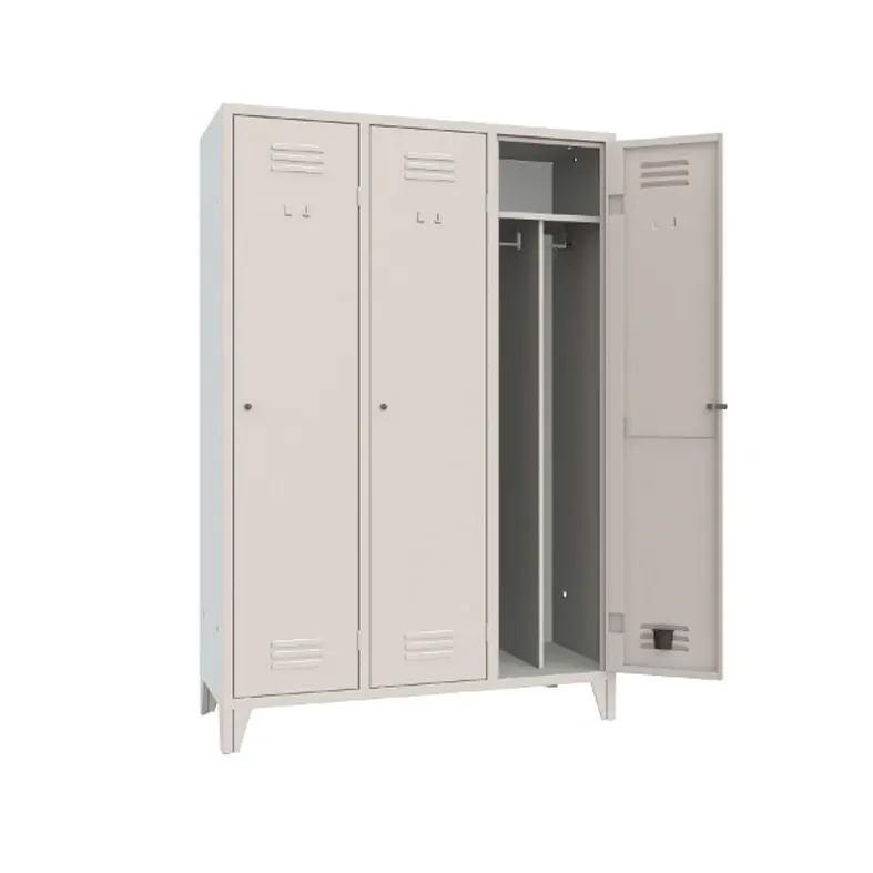 Klädskåp med 3 dörrar och övre fack och mellanvägg, 1200 × 500 mm