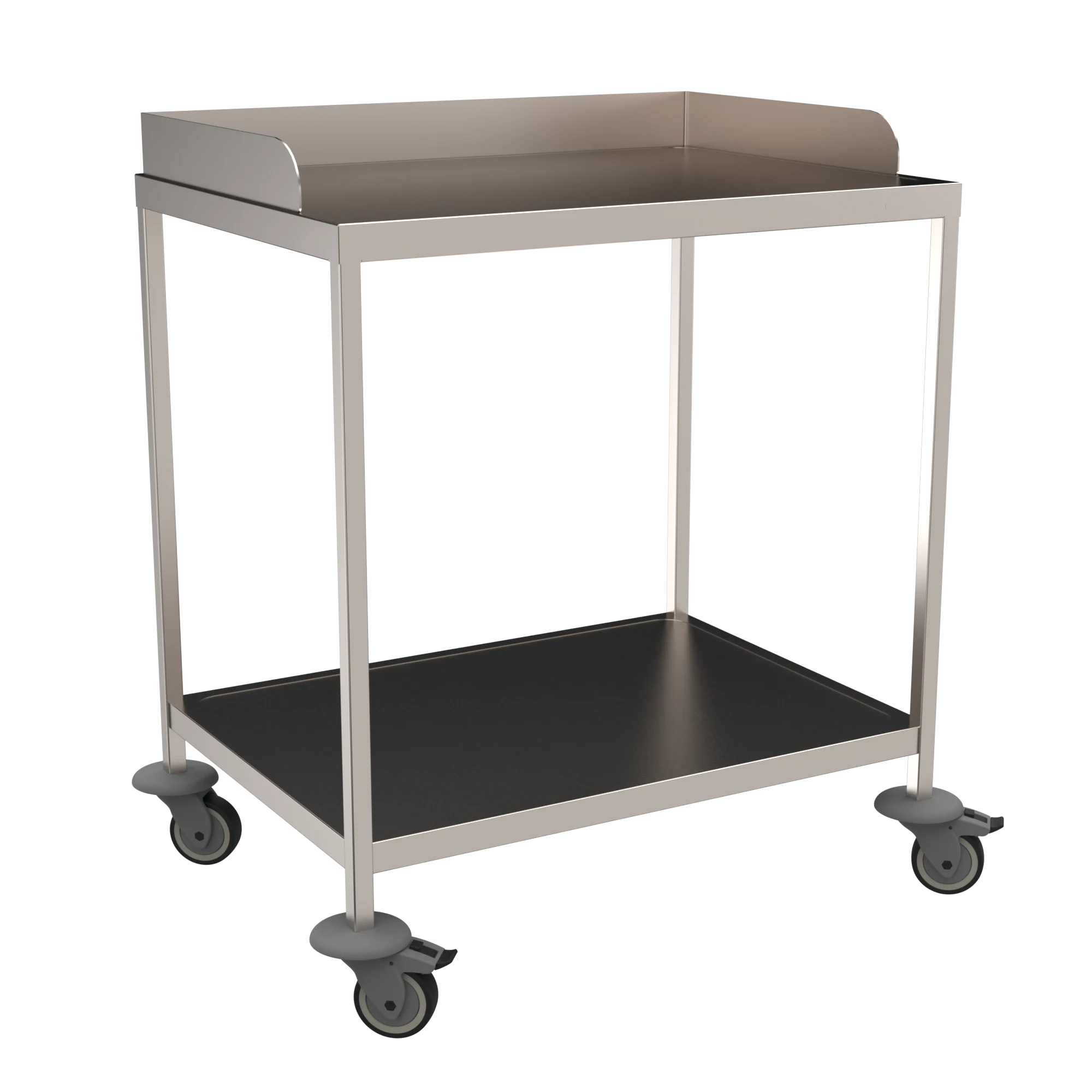 Rostfri hyllvagn, två plan, 73 cm