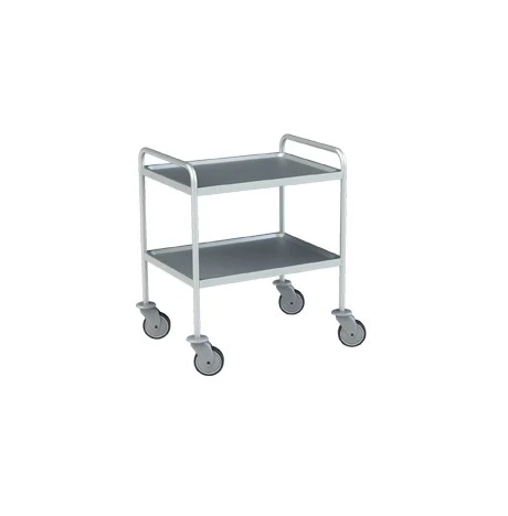 Rostfri hyllvagn, två plan, 80 cm